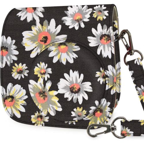  Wolven Protective Case Bag Purse Compatible with Mini 11 Mini 9 Mini 8 Mini 8+ Camera, Black Flower Floral