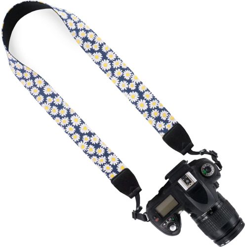  Wolven Pattern Canvas Camera Neck Shoulder Strap Belt Compatible with All DSLR/SLR/Men/Women etc, Small Yellow Flower Floral