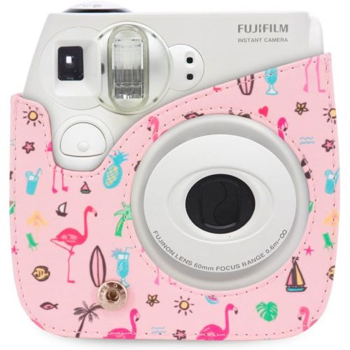  WOLVEN Protective Case Bag Purse Compatible with Mini 7C 7S Camera, Pink Flamingo Pattern