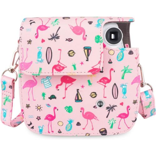  WOLVEN Protective Case Bag Purse Compatible with Mini 7C 7S Camera, Pink Flamingo Pattern