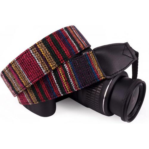  Wolven Pattern Canvas Camera Neck Shoulder Strap Belt Compatible with All DSLR/SLR/Men/Women etc, Multiple Striped