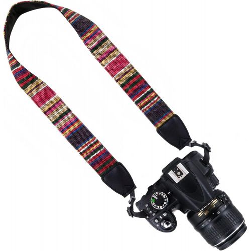  Wolven Pattern Canvas Camera Neck Shoulder Strap Belt Compatible with All DSLR/SLR/Men/Women etc, Multiple Striped