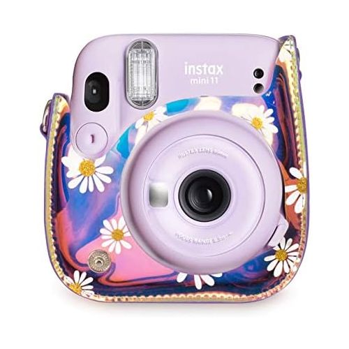  WOLVEN Protective Case Bag Purse Compatible with Mini 11 Mini 9 Mini 8 Mini 8+ Mini 11 Camera, Purple Clear Floral