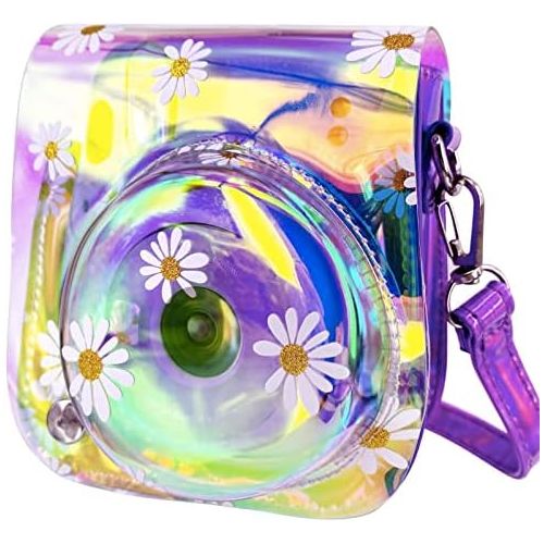  WOLVEN Protective Case Bag Purse Compatible with Mini 11 Mini 9 Mini 8 Mini 8+ Mini 11 Camera, Purple Clear Floral