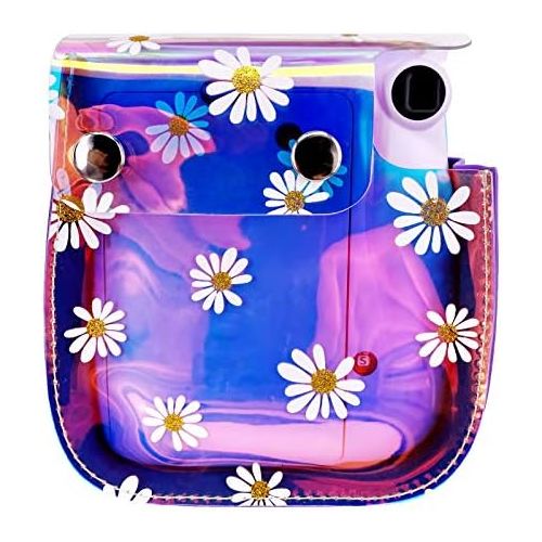  WOLVEN Protective Case Bag Purse Compatible with Mini 11 Mini 9 Mini 8 Mini 8+ Mini 11 Camera, Purple Clear Floral