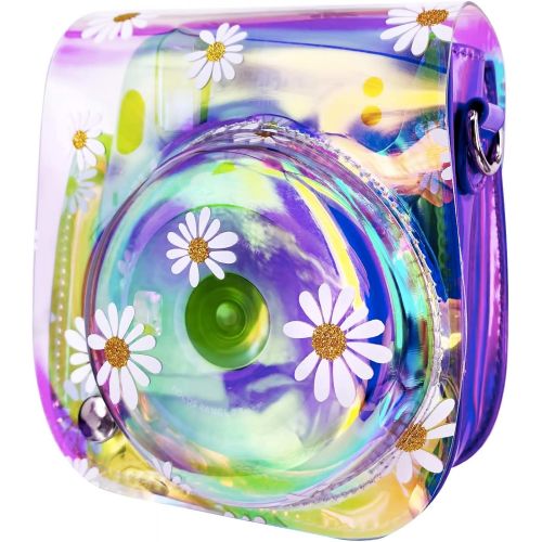  WOLVEN Protective Case Bag Purse Compatible with Mini 11 Mini 9 Mini 8 Mini 8+ Mini 11 Camera, Purple Clear Floral