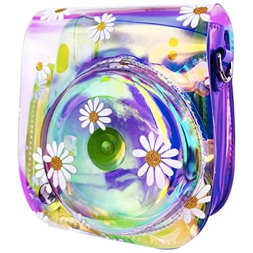  WOLVEN Protective Case Bag Purse Compatible with Mini 11 Mini 9 Mini 8 Mini 8+ Mini 11 Camera, Purple Clear Floral