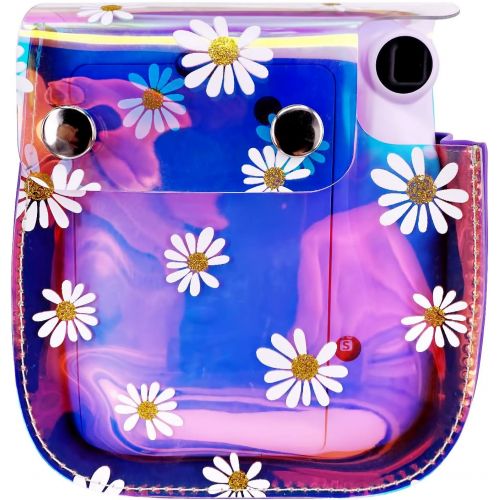 WOLVEN Protective Case Bag Purse Compatible with Mini 11 Mini 9 Mini 8 Mini 8+ Mini 11 Camera, Purple Clear Floral