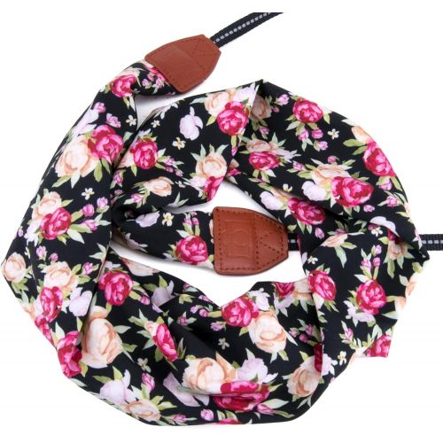  Wolven Soft Scarf Camera Neck Shoulder Strap Belt Compatible with All DSLR/SLR/Digital Camera (DC) / Instant Camera Etc, White Floral