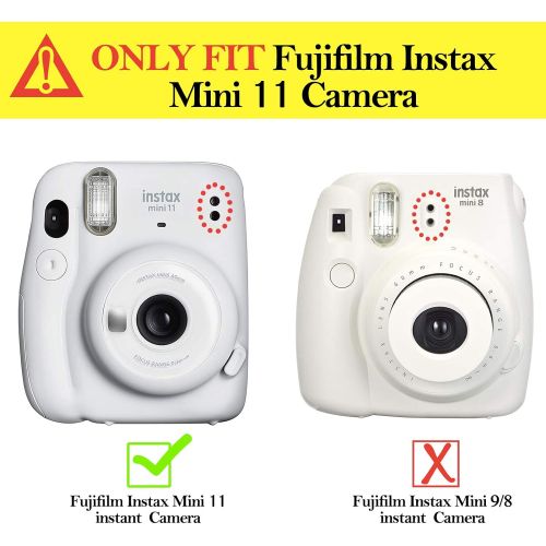  Wolven Crystal Camera Case w Adjustable Rainbow Shoulder Strap Compatible with Fujifilm Mini 11 Camera, (CBlue)