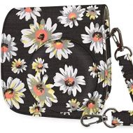 Wolven Protective Case Bag Purse Compatible with Mini 11 Mini 9 Mini 8 Mini 8+ Camera, Black Flower Floral