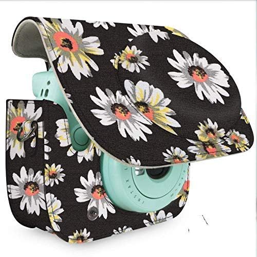  Wolven Protective Case Bag Purse Compatible with Mini 11 Mini 9 Mini 8 Mini 8+ Camera, Black Flower Floral