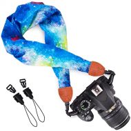 Wolven Soft Scarf Camera Neck Shoulder Strap Belt Compatible with All DSLR/SLR/Digital Camera (DC) / Instant Camera Etc, (Blue Galaxies)