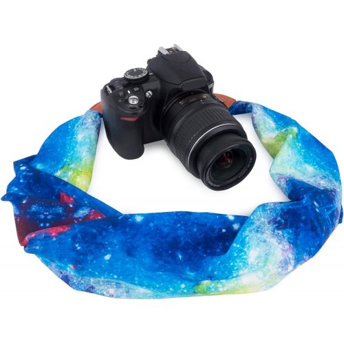  Wolven Soft Scarf Camera Neck Shoulder Strap Belt Compatible with All DSLR/SLR/Digital Camera (DC) / Instant Camera Etc, (Blue Galaxies)