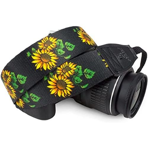  Wolven Camera Neck Shoulder Belt Strap Compatible with DSLR/SLR Etc,Black Flower