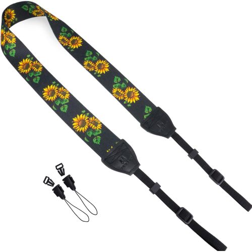  Wolven Camera Neck Shoulder Belt Strap Compatible with DSLR/SLR Etc,Black Flower