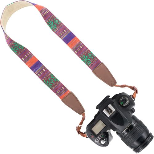  Wolven Pattern Canvas Camera Neck Shoulder Strap Belt Compatible with All DSLR/SLR/Men/Women etc, (Pink)