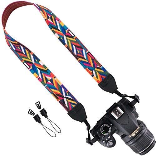  Wolven Camera Neck Shoulder Belt Strap Compatible with All DSLR/SLR/Men/Women Etc, Multi-Colored