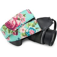 Wolven Pattern Canvas Camera Neck Shoulder Strap Belt Compatible with All DSLR/SLR/Men/Women etc (Green Vintage Floral)