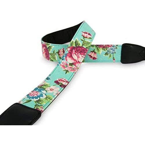  Wolven Pattern Canvas Camera Neck Shoulder Strap Belt Compatible with All DSLR/SLR/Men/Women etc (Green Vintage Floral)