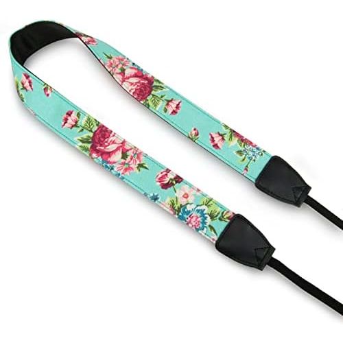  Wolven Pattern Canvas Camera Neck Shoulder Strap Belt Compatible with All DSLR/SLR/Men/Women etc (Green Vintage Floral)