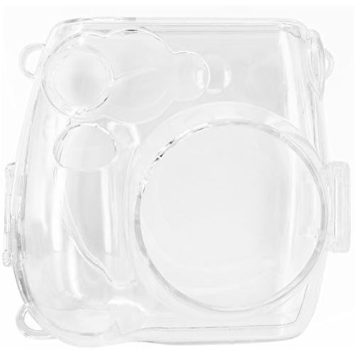  Wolven Crystal Camera Case with Adjustable Rainbow Shoulder Strap Belt Compatible with Fujifilm Mini 7S / Polaroid PIC-300 Camera, Transparent