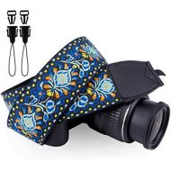 Wolven Vintage Jacquard Weave Camera Neck Shoulder Strap Belt Compatible with All DSLR/SLR/Digital Camera (DC)/Instant Camera/Polaroid etc, Blue Classic Floral