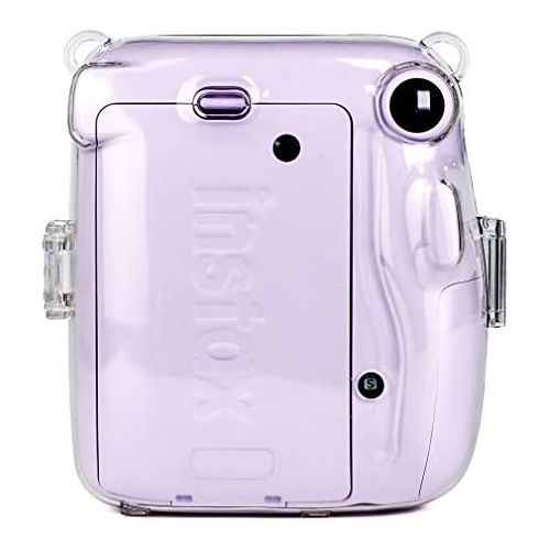  Wolven Crystal Camera Case w Adjustable Rainbow Shoulder Strap Compatible with Fujifilm Mini 11 Camera, Clear