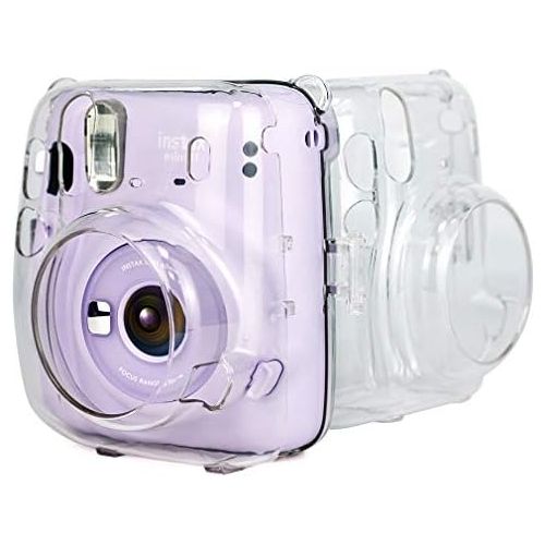  Wolven Crystal Camera Case w Adjustable Rainbow Shoulder Strap Compatible with Fujifilm Mini 11 Camera, Clear