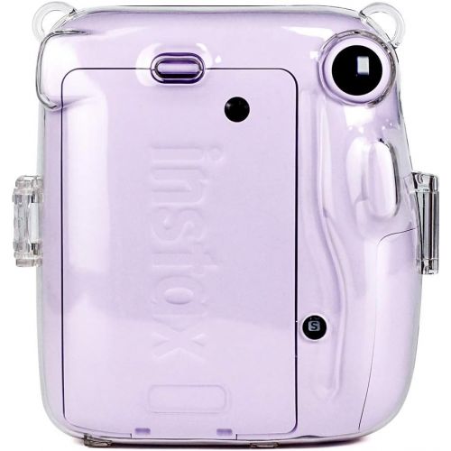  Wolven Crystal Camera Case w Adjustable Rainbow Shoulder Strap Compatible with Fujifilm Mini 11 Camera, Clear