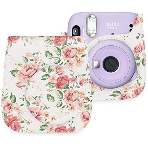  WOLVEN Protective Case Bag Purse Compatible with Mini 11 Camera, (White Rose)