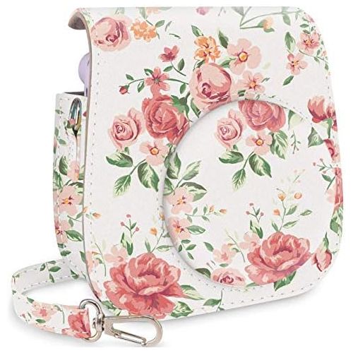  WOLVEN Protective Case Bag Purse Compatible with Mini 11 Camera, (White Rose)