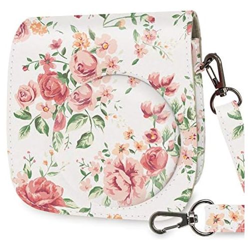  WOLVEN Protective Case Bag Purse Compatible with Mini 11 Camera, (White Rose)
