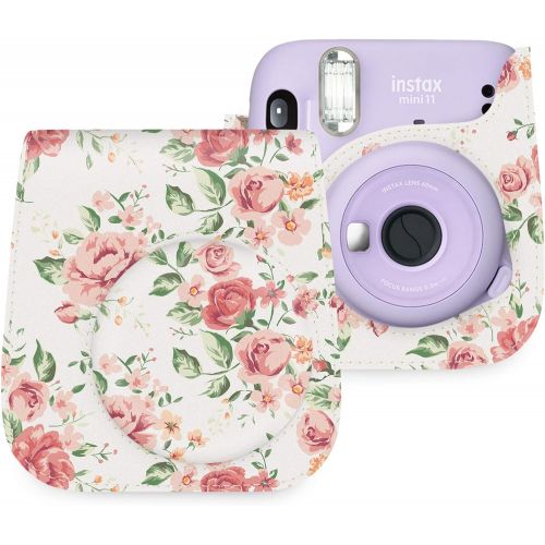  WOLVEN Protective Case Bag Purse Compatible with Mini 11 Camera, (White Rose)