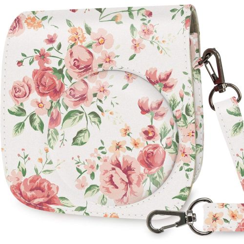  WOLVEN Protective Case Bag Purse Compatible with Mini 11 Camera, (White Rose)