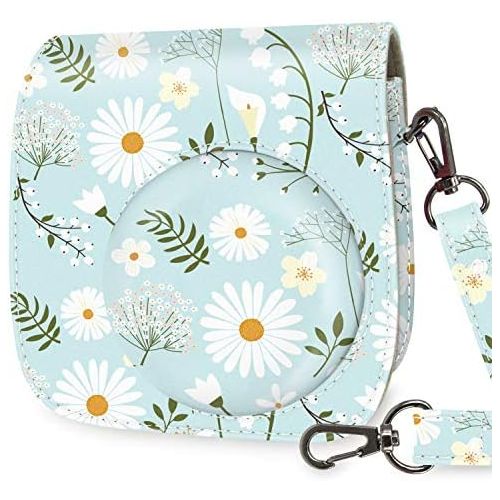  Wolven Protective Case Bag Purse Compatible with Mini 11 Mini 9 Mini 8 Mini 8+ Camera, Blue Flower Floral