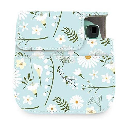  Wolven Protective Case Bag Purse Compatible with Mini 11 Mini 9 Mini 8 Mini 8+ Camera, Blue Flower Floral