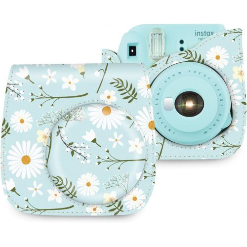  Wolven Protective Case Bag Purse Compatible with Mini 11 Mini 9 Mini 8 Mini 8+ Camera, Blue Flower Floral