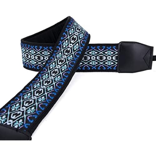  Wolven Vintage Jacquard Weave Camera Neck Shoulder Strap Belt Compatible with All DSLR/SLR/Digital Camera (DC)/Instant Camera/Polaroid etc, Blue Aztec