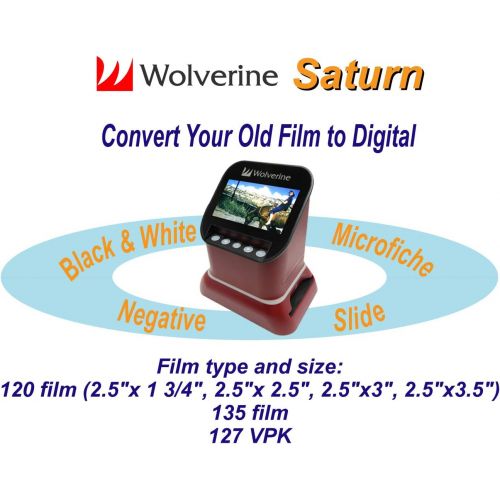 [아마존베스트]Wolverine F2D Saturn Digital Film & Slide Scanner - Converts 120 Medium Format, 127 Film, Microfiche, 35mm Negatives & Slides to Digital - 4.3 LCD, 16GB SD Card, Z-Cloth & HDMI Cab