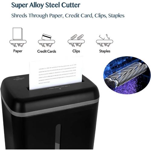  WOLVERINE 8-Sheet Super Micro Cut High Security Level P-5 Ultra Quiet Paper/Credit Card Home Office Shredder with 4.5 gallons Pullout Waste Bin SD9101 (Black)