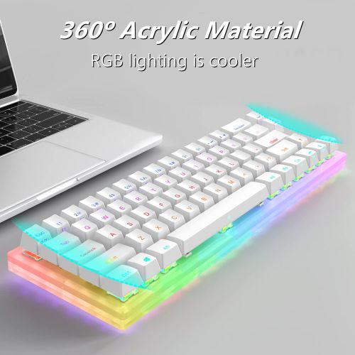  [아마존베스트]Womier K66 60% Keyboard, Hot Swappable Tyce-C Wired RGB Backlit Gateron Switch 60% Mechanical Keyboard with Crystalline Base for Win/Mac (Blue Switch,White)