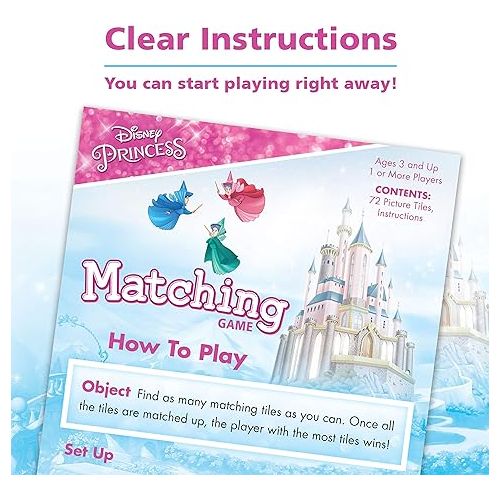  Disney Princess Matching Game by Wonder Forge | For Boys & Girls Age 3 to 5 | A Fun & Fast Disney Memory Game for Kids | Cinderella, Jasmine, Mulan, and more