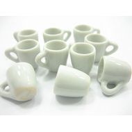 Wonder Miniature Dolls House Miniature White Ceramic Kitchen 10 Coffee Mugs Tea Cups 11961