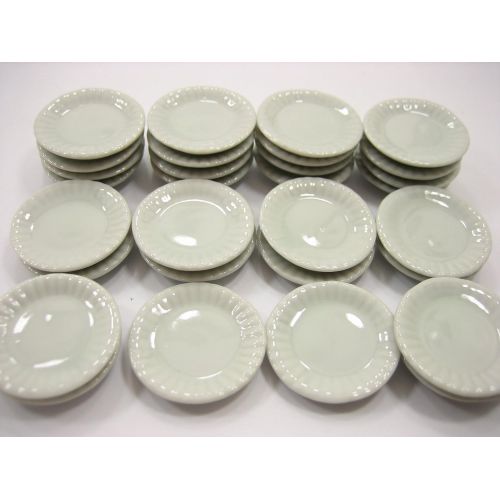  Wonder Miniature 30x30mm White Plates Dishes Dollhouse Miniatures Ceramic Kitchen Supply 12567