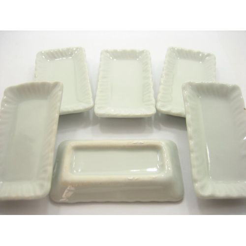  Wonder Miniature 25x50mm of 6 Rectangle Plate / Tray Dish Dollhouse Miniature Ceramic Supply 1:6 Compatible with Barbie 10678