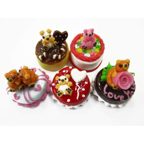  Wonder Miniature Dollhouse Miniature Food 1.5 cm 5 Mixed Tiny Bear Color Cake Dolls Bakery 15735