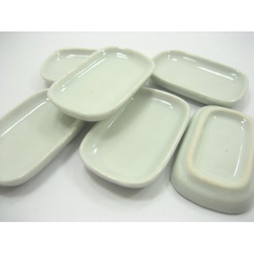  Wonder Miniature 30x50mm of 6 White Rectangle Plate Tray Dish Dollhouse Miniature Ceramic 1:6 Compatible with Barbie 10682