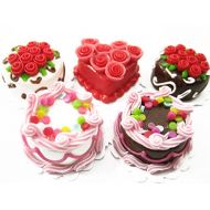 Wonder Miniature Dollhouse Miniatures Food Mixed 5 Rose Flower Cake 20mm Supply Cakes 13382