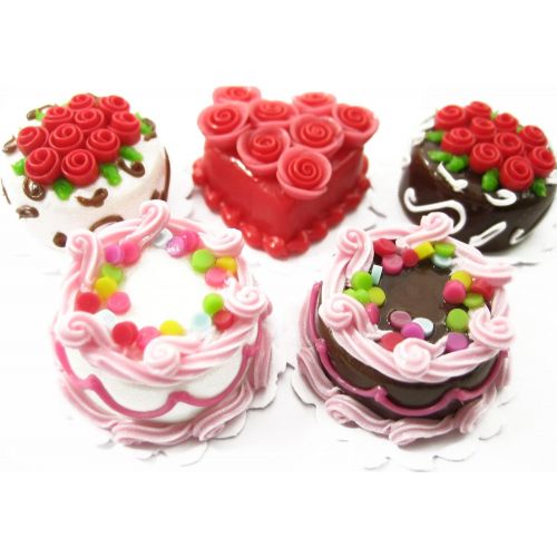  Wonder Miniature Dollhouse Miniatures Food Mixed 5 Rose Flower Cake 20mm Supply Cakes 13382